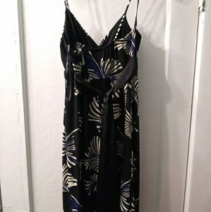 Black white and blue mini dress